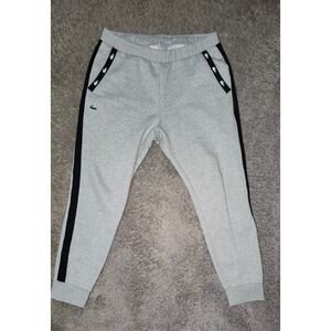 Lacoste Sport Mens Heather Grey Fleece Joggers Side Stripe Sweatpants US XL FR 6
